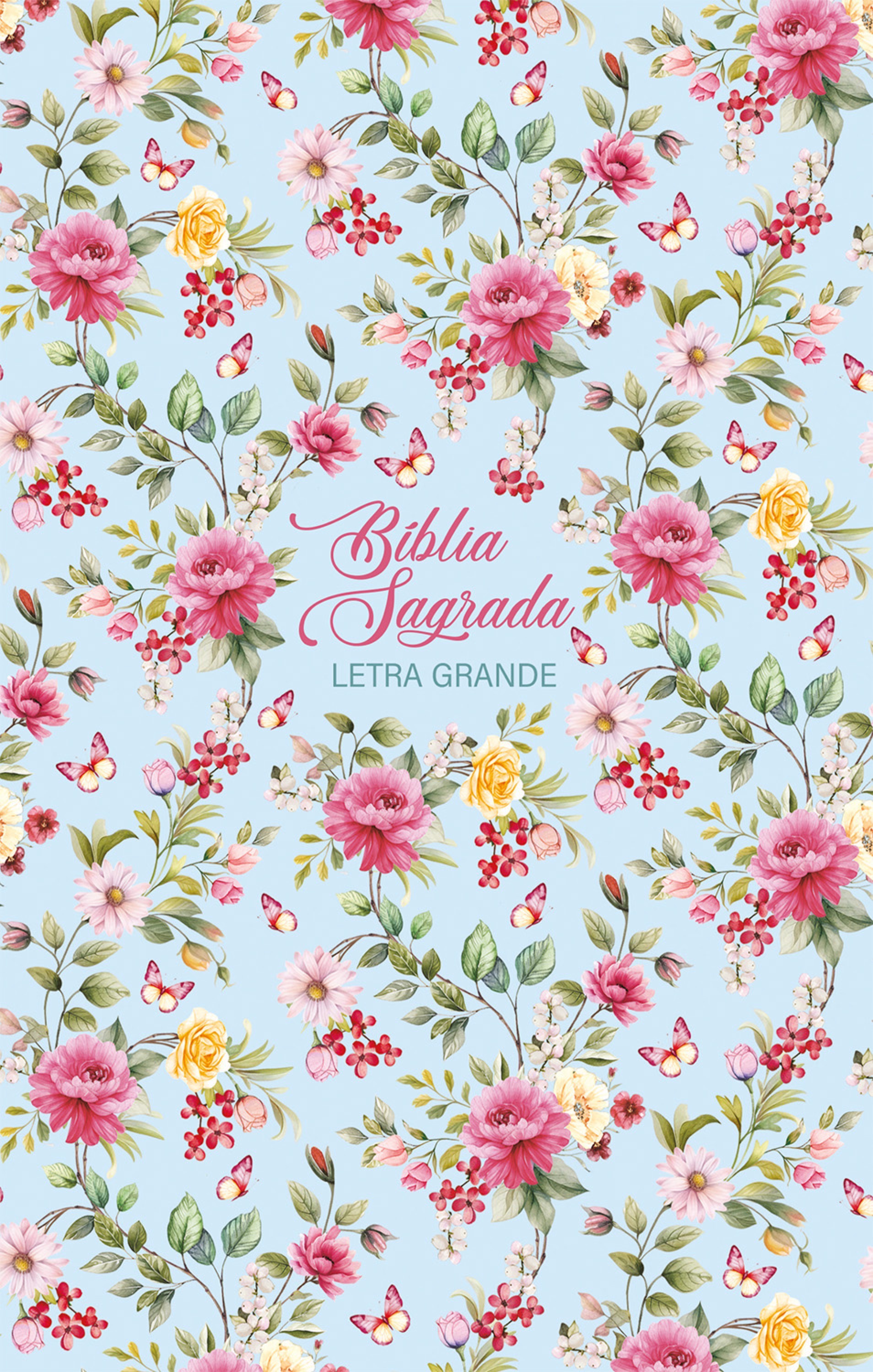 Bíblia NVI Letra Grande, Couro-soft com trilateral decorada, Flores, maximalista, Leitura Perfeita