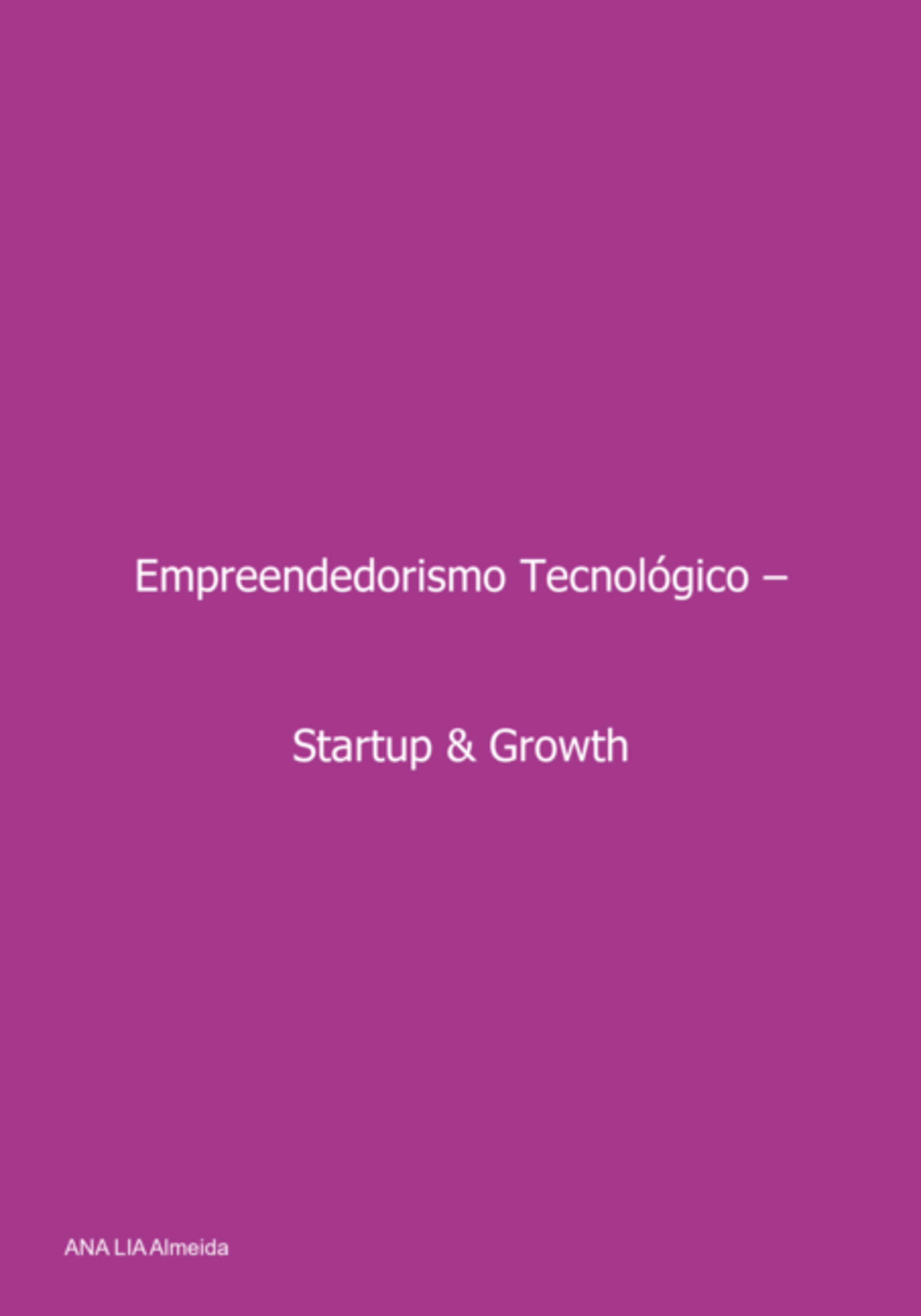 Empreendedorismo Tecnológico – Start-up & Growth