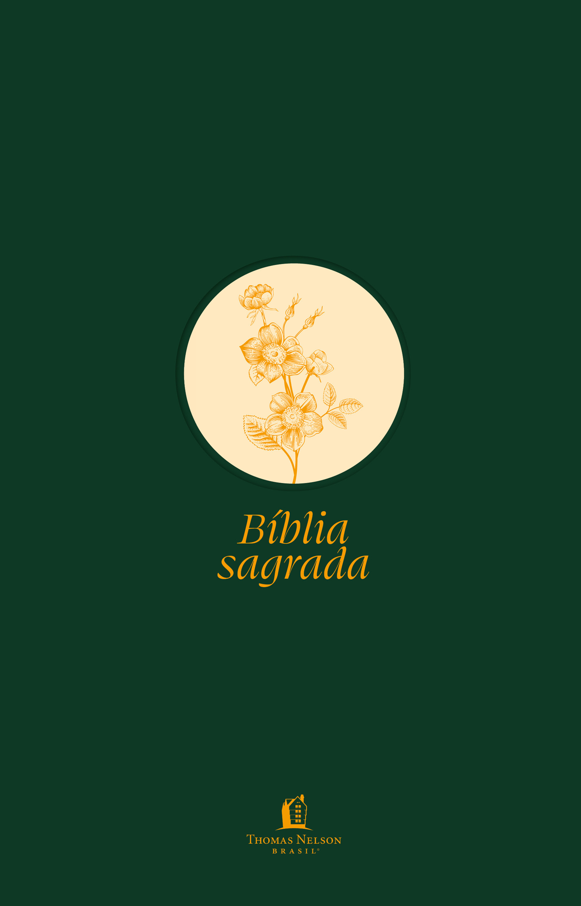 Bíblia Slim NVI, Letra Grande, Tecido verde sobre capa dura, Flor minimalista