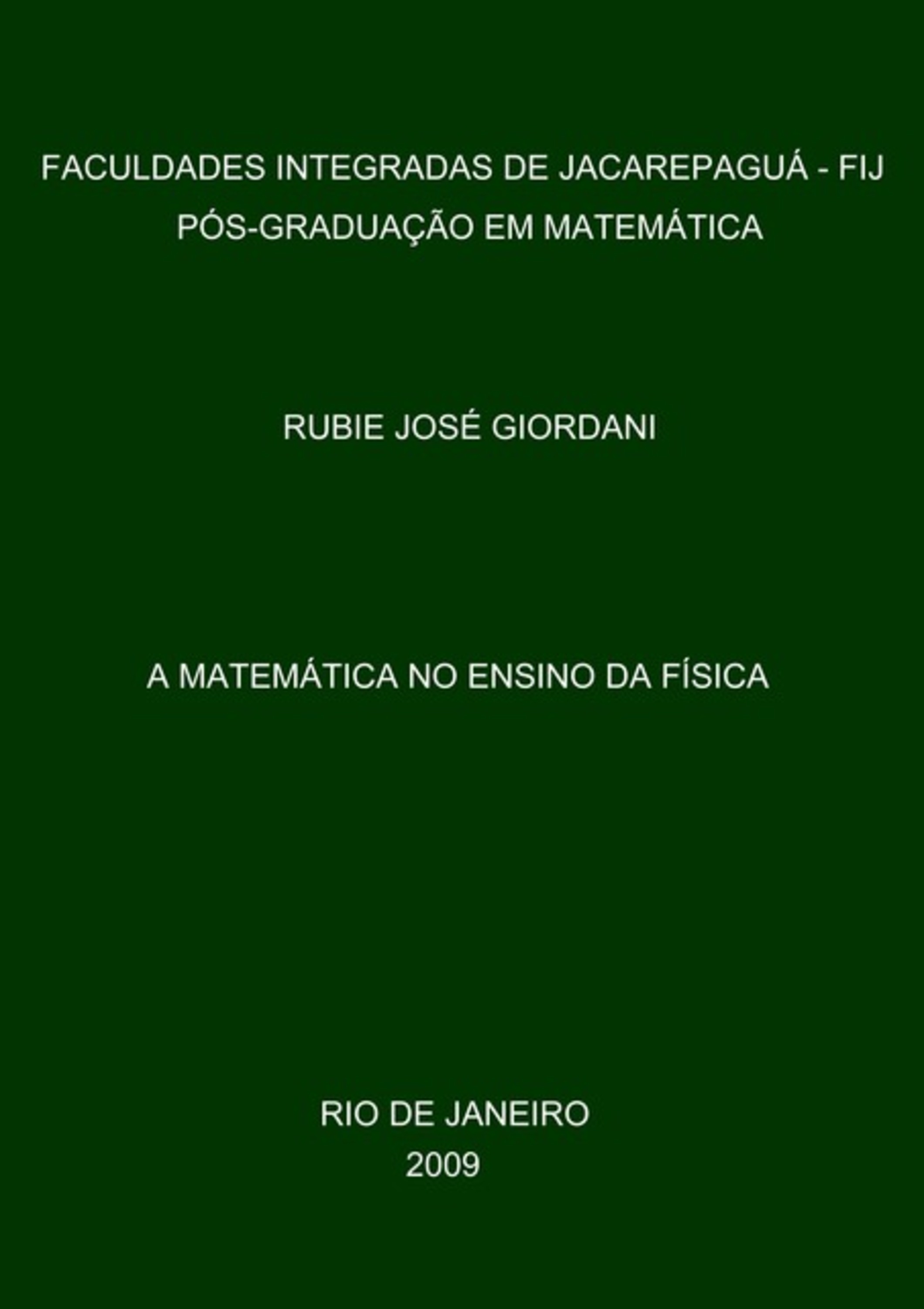 A Matemática No Ensino Da Física