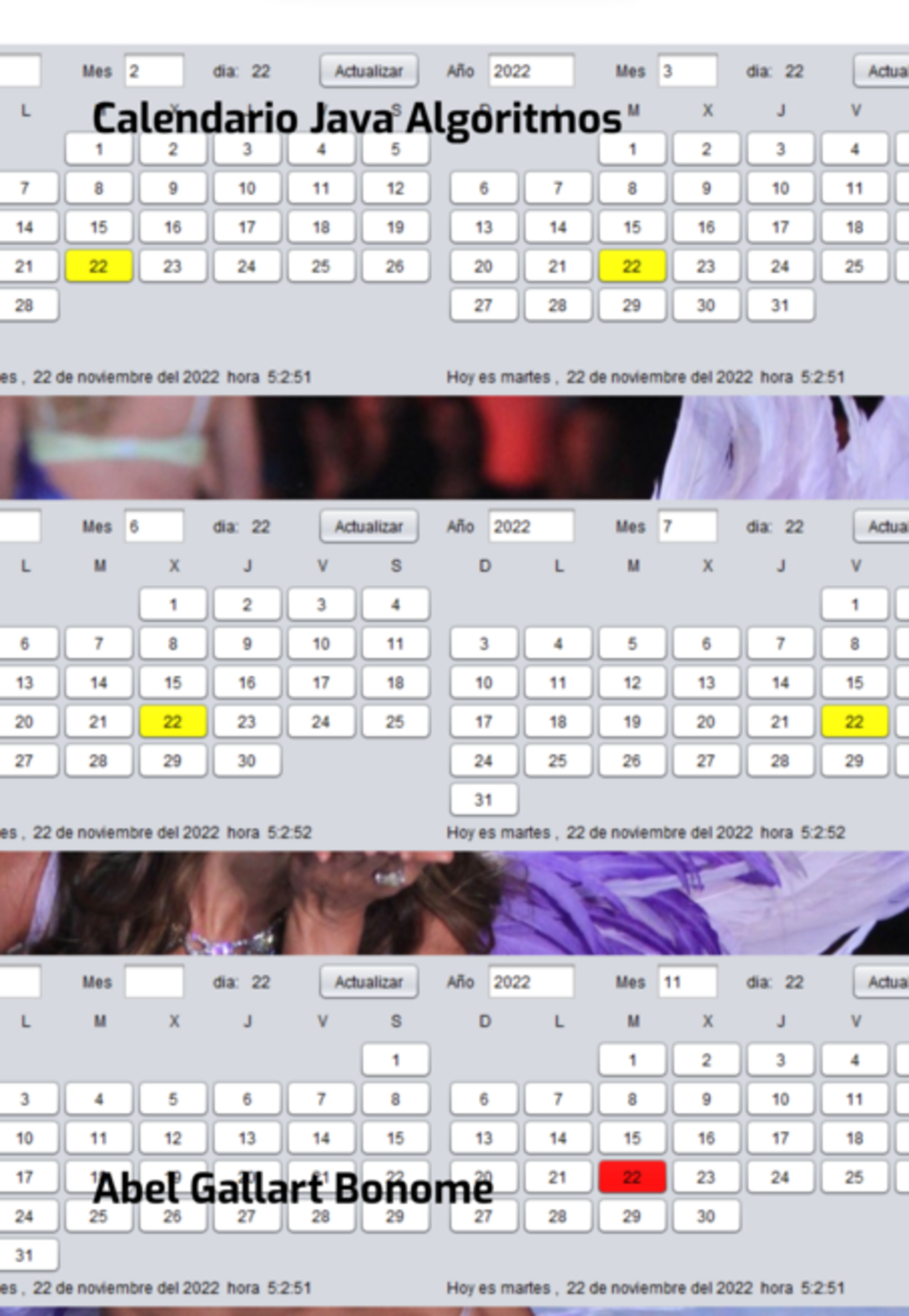 Calendario Java Algoritmos